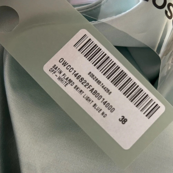 NWT OFF-WHITE Satin Flared Skirt Light Blue  IT 38 (XS) Stain - Picture 16 of 16